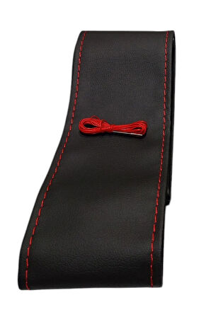 Mazda Cx3  (2015 Ve Sonrası) Uyumlu Direksiyon Kılıfı Dikmeli Siyah Deri/Kırmızı Dikişli