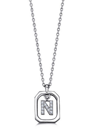 Kadın Frame Taşlı N Harfi Kolye | undefined