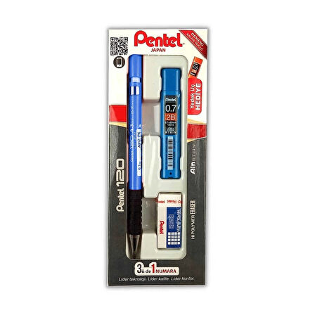 Pentel Versatil Kalem + Silgi + Min 3'lü Set 0.7 mm A317-3CS