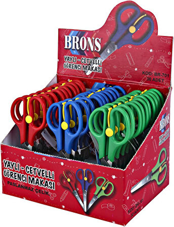 BRONS BR-701 ÖĞRENCİ MAKASI YAYLI CETVELİ