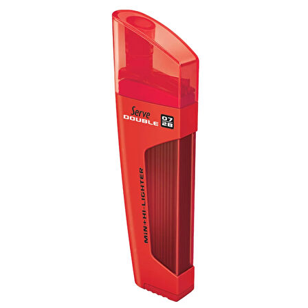 Serve Double Fosforlu Kalem + Kalem Ucu 2B 0.7 mm Kırmızı