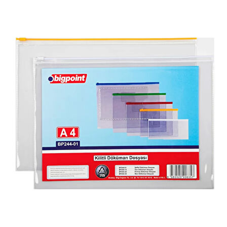 Bigpoint Kilitli Döküman Dosyası A4 PVC Mavi