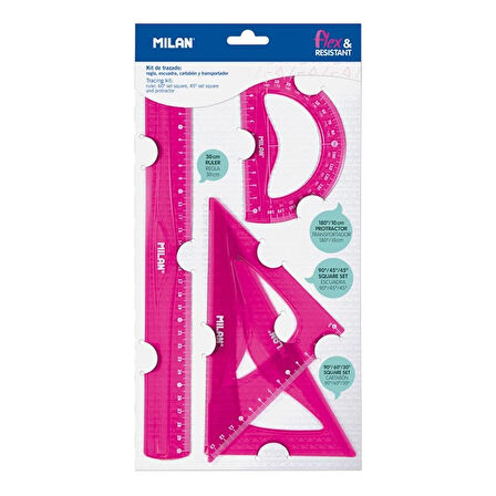 MILAN 359801P ACID PEMBE ESNEK CETVEL SETİ - 4 LÜ