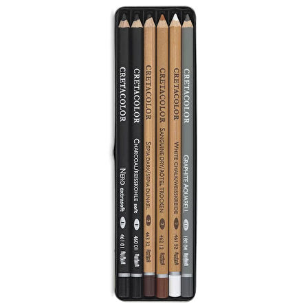 Cretacolor Basic Drawing Set Temel Çizim Kalemleri 6lı Metal Kutu 40006