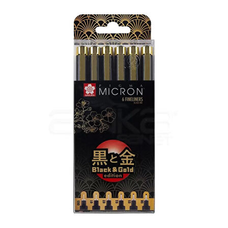 Sakura Pigma Micron Black Gold Edition Teknik Çizim Kalemi 6lı Set