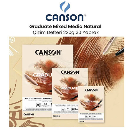 Canson Graduate Mixed Media Natural Çizim Defteri 220g 30 Yaprak