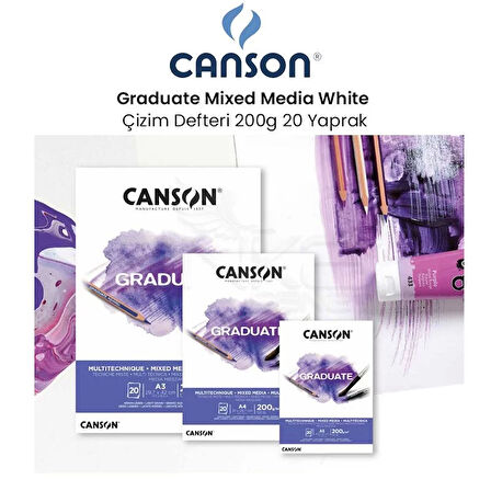 Canson Graduate Mixed Media White Çizim Defteri 200g 20 Yaprak