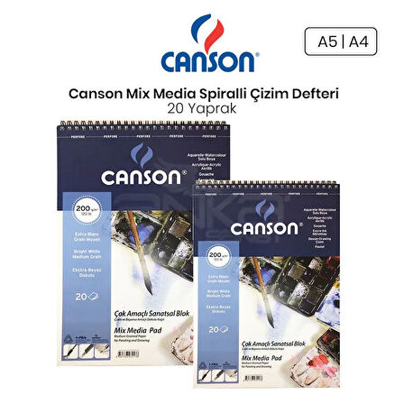 Canson Mix Media Spiralli Çizim Defteri 20 Yaprak 200g