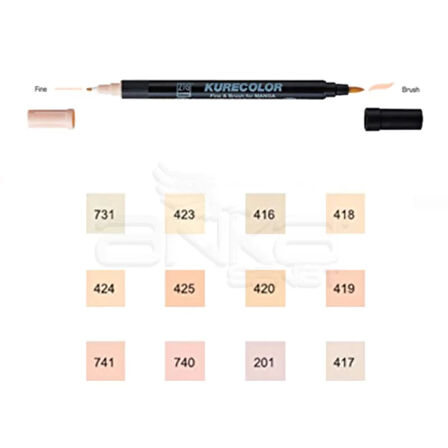 Zig Kurecolor Fine & Brush for Manga 12li Set Neutral Tones