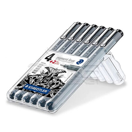 Staedtler Pigment Liner Siyah Çizim Kalemi 4+2 Set
