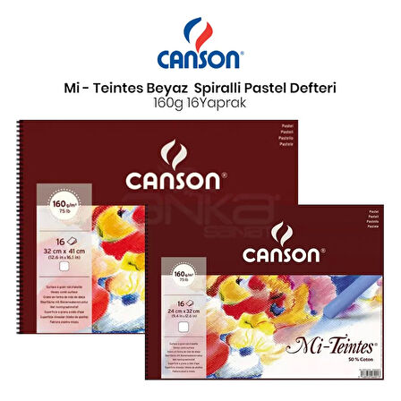 Canson Mi-Teintes Beyaz Pastel Defteri Spiralli 16 Yaprak 160g