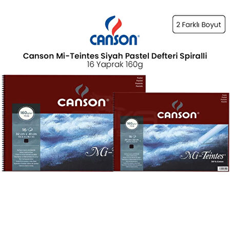 Canson Mi-Teintes Siyah Pastel Defteri Spiralli 16 Yaprak 160g