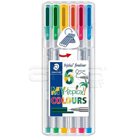 Staedtler Triplus Fineliner İnce Uçlu Keçeli Kalem 0.3mm My Tropical 6lı Set