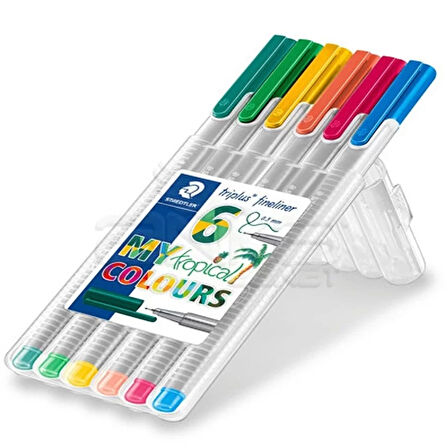 Staedtler Triplus Fineliner İnce Uçlu Keçeli Kalem 0.3mm My Tropical 6lı Set