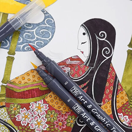 Zig Art & Graphic Twin RB+F Çift Uçlu Çizim Kalemi 12li Set TUT-95/12VPA