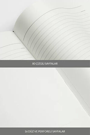 LATON VİİLEA A5 PREMİUM TERMO DERİ YUMUŞAK KAPAK PVC A5 KAYDIRICI ÇANTA,PVC A6 YAPIŞTIRICI CEP DEFTER 14x21cm 96 SAYFA KOYU GRİ