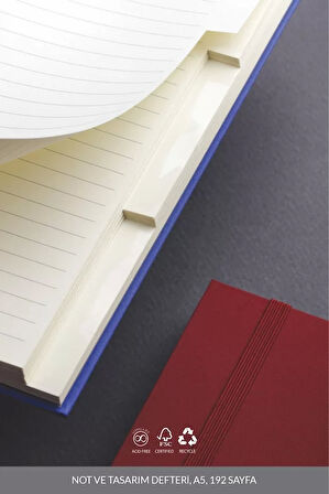 LATON KOLME A5 NOT VE TASARIM DEFTERİ KUMAŞ SERT KAPAK DEFTER 14x21cm 192 YAPRAK BORDO