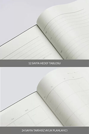 LATON UNELMA A5 TARİHSİZ PLANLAYICI PREMİUM TERMO DERİ YUMUŞAK KAPAK DEFTER 14x21cm 160 YAPRAK KOYU GRİ