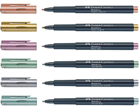 FABER-CASTELL ÇOK AMAÇLI MARKÖR METALİK 6 RENK BLİSTER (160706)