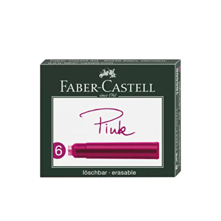FABER-CASTELL GRİP DOLMA KALEM KARTUŞU PEMBE 6LI (185508)