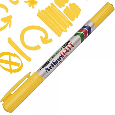 ARTLİNE EK-041T İKİ UÇLU PERMANENT MARKÖR SARI
