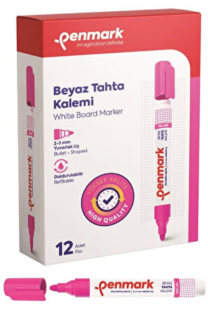 Penmark Beyaz Yazı Tahtası Kalemi Pembe Renk (12 Adet)