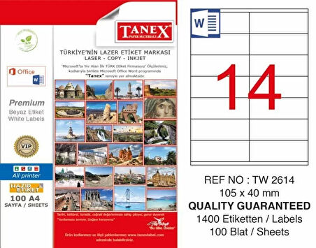 Tanex TW-2614 Laser Etiketi (105 x 40 mm)