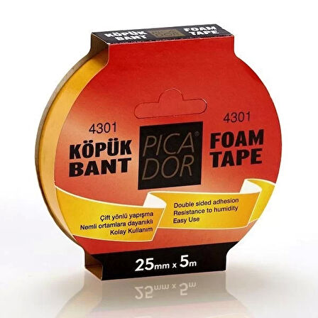 PİCADOR ÇİFT TARAFLI KÖPÜK BANT 25mmx5m (KN005)