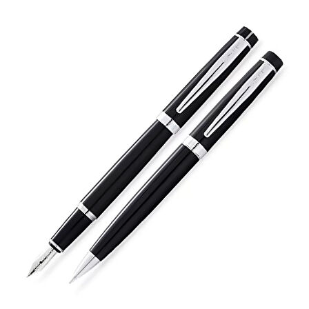 SCRİKSS 38 DOLMA KALEM+TÜKENMEZ KALEM SETİ SİYAH-KROM