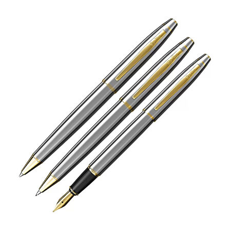 SCRİKSS 35 DOLAM KALEM+TÜKENMEZ KALEM+VERSATİL KALEM SETİ GOLD-KROM