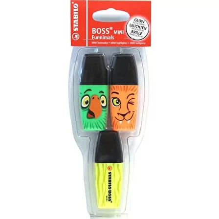 Stabilo Boss Mini Heroes 3 lü Set (Sarı-Yeşil-Turuncu)