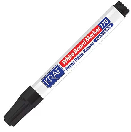 Kraf 770 Doldurulabilir Beyaz Yazı Tahtası Kalemi Siyah (Yuvarlak Uçlu)