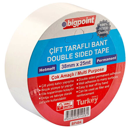 Bigpoint Çift Taraflı Bant 38 mm x 25 m