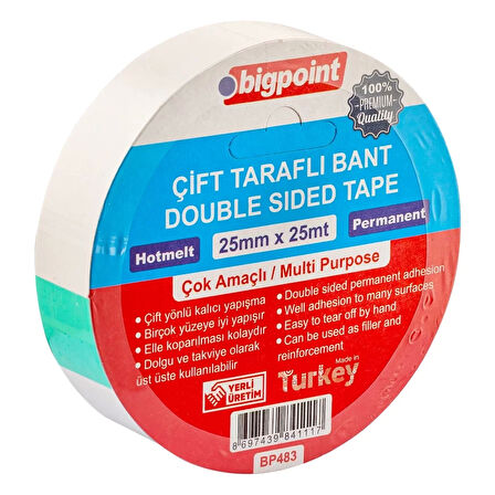 Bigpoint Çift Taraflı Bant 25 mm x 25 m