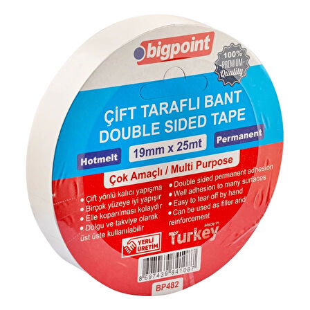 Bigpoint Çift Taraflı Bant 19 mm x 25 m