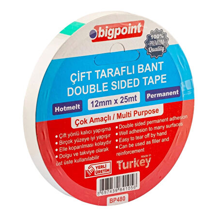 Bigpoint Çift Taraflı Bant 12 mm x 25 m