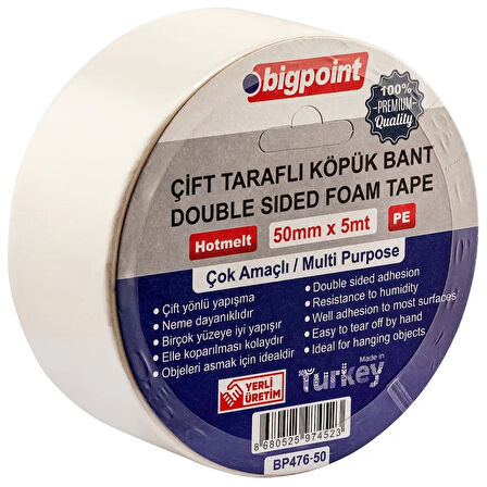 Bigpoint Çift Taraflı Köpük Bant 50mmx5m