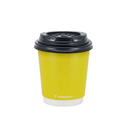 Double Wall Sarı Karton Bardak 8 oz - 30 Adet