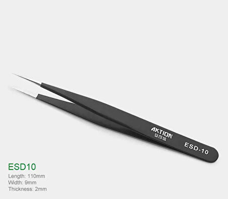 Kingstar ESD-10 Antistatik Paslanmaz Çelik Cımbız – Siyah