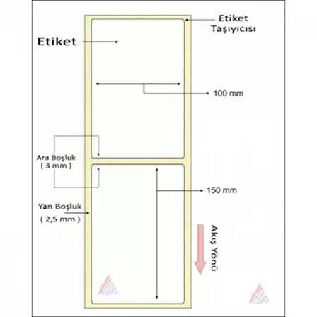 TERMAL BARKOD ETİKETİ 150X100 TEKLİ 250 ´LİK