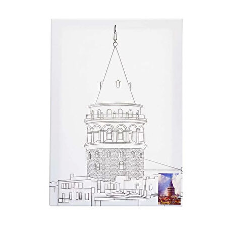 Ceoart Desenli Tuval (Taksim Treni, Ayasofya, Galata, Kız Kulesi) 35X50  Ceo-Tu0002