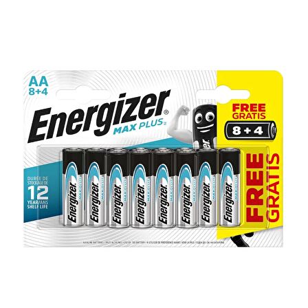 ENERGİZER MAX PLUS ALKALİN AA KALEM PİL 8+4LÜ EMP2A8+4 (BP12)