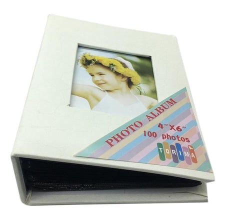 Premium 4X6 (10X15) 100'lük Fotoğraf Albüm Beyaz Kare Süslemeli Anıları Biriktir Resimler İçin