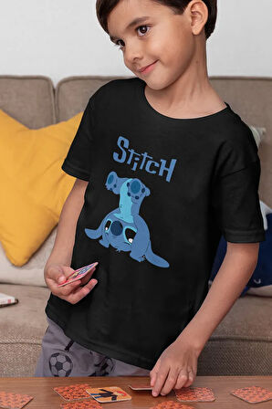 Tasarım Stitch Baskılı Unisex Çizgi Film Çocuk Tişört (1-12 YAŞ)