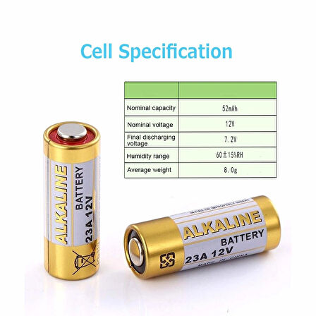 Mettzchrom 23A 12V Alkalin Pil Garaj Bariyer Kepenk Oyuncak Alarm Kumandası Kapı Zili Pili 5 Adet A23 E23A MN21 MS21 L1028 VA23GA