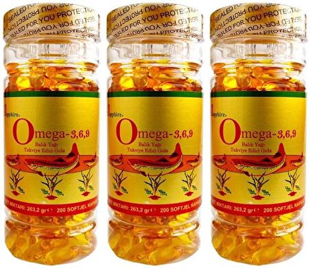 Sapphire Balık Yağı 1000 Mg Omega 3-6-9 3x200 Softgel