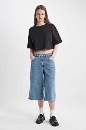 DeFacto Coool Loose Fit Bisiklet Yaka Basic Düz Kısa Kollu Tişört X2381AZ24SMBK81