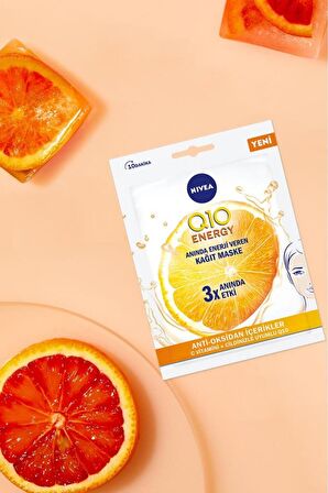 Nivea Q10 Energy Anında Enerji Veren Kağıt Maske, C Vitamini, Antioksidan, Yorgun Ve Solgun Ciltler, 1adet