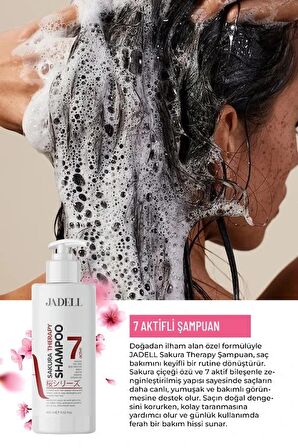 Sakura Therapy Shampoo 7ACTIVE ( Sakura Çiçeği,biotin,keratin,vitamin B5 ) Onarıcı Besleyici Şampuan 400 ml)