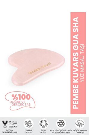 Bade Natural Pembe Kuvars Gua Sha %100 Doğal ve Gerçek Yüz Masaj Taşı